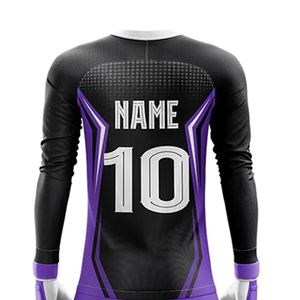 Custom Sublimated Soccer Jersey Set Men Long Sleeve Black Purple Moisture Wicking Polyester Uniform All Seasons <b>Athletic</b> Fit - Product Image 4
