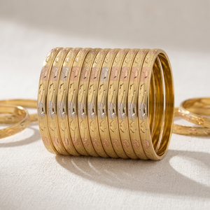 Pulseras Étnicas de Aleación de Cobre Tricolor ORO-Z, Brazalete de Alta Calidad con Patrón de Ondas Grabado, Joyería para Mujer para Fiestas - Product Image 4