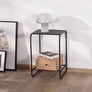 Mesita de noche Vandana Crystal Line en un estilo retro y elegante, hecha de madera de mango - Product Image 5