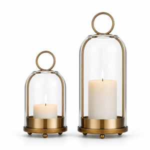 High Quality Iron Ring <b>Lantern</b> With Glass <b>Hurricane</b> Candle Holder For Home Decoration Heat Resistant Metal Design - Product Image 6