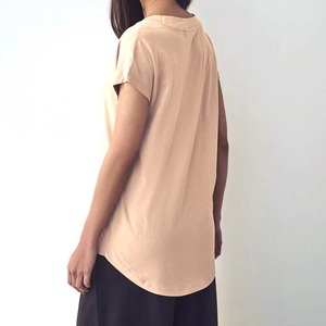 T-shirts pour femmes de haute qualité à col en V, personnalisables, à manches courtes, décontractés d'été, en coton respirant, coupe ample, vierges - Product Image 2