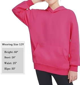เสื้อฮู้ดเด็กผู้หญิงสีชมพูแบบขายส่ง ผ้าฝ้ายเฟรนช์เทอร์รี่เนื้อนุ่ม ระบายอากาศได้ดี - Product Image 6