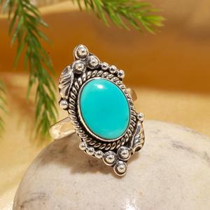 Anillo de Turquesa Vintage de Arizona al Mejor Precio, Anillo de Plata de Ley 925 con Gema Verde, Anillo de Joyería, Regalo para Ella - Product Image 1