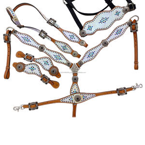 Logo personnalisé en acier offres équitation Western équestre licou ensemble sur Lay entouré de cuir Headstall et collier de poitrine - Product Image 1