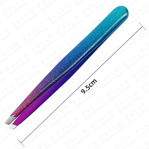 Powder Coated Eyebrow Tweezers Set Custom Color Slanted Tip Professional Beauty Grooming <b>Tools</b> Wholesale OEM - Product Image 2