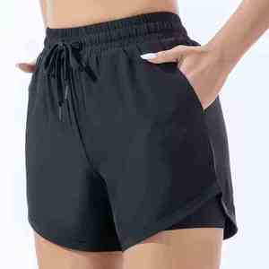 Pantalones cortos de cintura alta para mujer, transpirables, con cintura elástica, de secado rápido, deportivos, informales, holgados, pantalones cortos ligeros para verano - Product Image 2