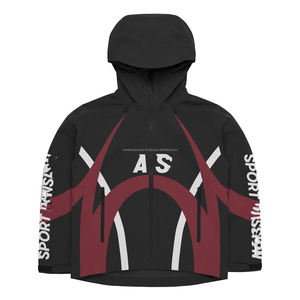 Fabricants de vêtements OEM personnalisés, ensembles de survêtements imperméables en polyester et nylon, vestes zippées, sweats à capuche et shorts - Product Image 2