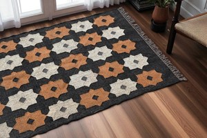 Tapis géométrique Kilim fait main, rectangulaire, en laine, à poils moyens, écologique, tufté à la main, pour salon, nettoyage localisé, Krafterscustom - Product Image 3
