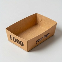Boîtes d'emballage rectangulaires jetables en kraft blanc thermoformé, imprimées sur mesure, pour snacks et poulet frit à emporter