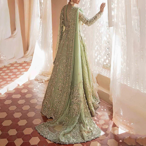 Vestido de Novia Tradicional para Fiesta de Boda, Lehenga Choli de Terciopelo Pakistaní, 3 Piezas, Bordado Premium, Sin Arrugas, Secado Rápido, C PAK - Product Image 5