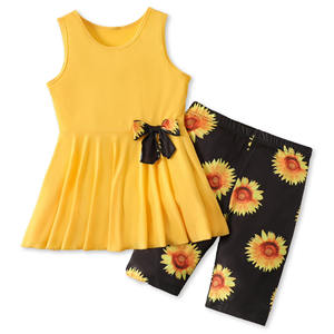 Ensemble de vêtements pour bébé fille, 2 pièces, robe sans manches avec nœud papillon, pantalon de survêtement à imprimé floral, vêtements de mode d'automne, 100% polyester respirant - Product Image 4
