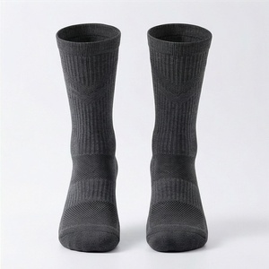 Crew <b>Socks</b> Solid <b>Black</b> Knitted Breathable Polyester Spandex Running Athletic <b>Socks</b> for Adults Summer Use - Product Image 1