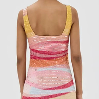 Mini-robe de luxe élégante perlée à la main, légère, à fines bretelles, pour femme, look de soirée, avec perles, soutien-gorge intégré, écologique