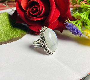 925 argent Sterling classique lunette réglage bagues de fiançailles naturel bleu feu pierre de lune ovale coupe pierre précieuse pour les fêtes de mariage - Product Image 4