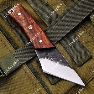 Couteau de survie EDC à lame fixe de 6 pouces en acier à haute teneur en carbone forgé à la main, pointe tombante, couteau utilitaire de camping, manche en bois de rose, étui en cuir - Product Image 5