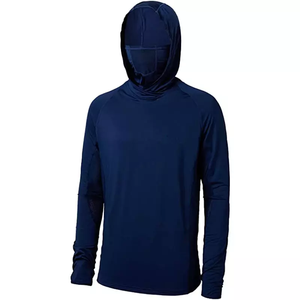 เสื้อเชิ้ตตกปลาผู้ชายสีฟ้าอ่อนมีฮู้ด แขนยาว ป้องกันรังสียูวี UPF 50 สีพื้น แบบสวมหัว เสื้อผ้าสำหรับกิจกรรมกลางแจ้ง - Product Image 3