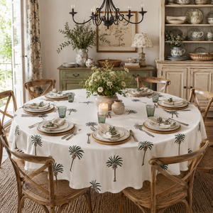 Ethnic Luxurious Jaipuri Hand Block Print <b>Round</b> <b>Tablecloth</b> Handcrafted Artisanal Floral Design 6 Seater Dining Table Home Cafe - Product Image 5