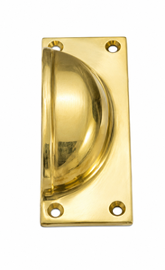 Premium Solid Brass Rich Finish Rectangle Shape Cup Puller <b>Handle</b> for Cabinet Drawer Right Hand Modern Design Easy Installation - Product Image 5