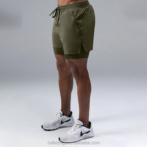 Shorts de sport noirs pour hommes, taille élastique, séchage rapide, avec poches, logo personnalisable au dos - Product Image 4