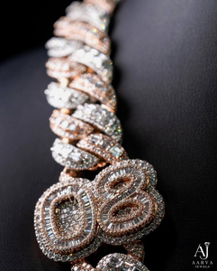 สร้อยคอโรสโกลด์ชุบทอง 18k ประดับเพชรโมอิสซาไนต์รับรองโดย IGI ดีไซน์แบบ Cuban Chain Link หนา สำหรับผู้หญิง สวมใส่ในงานปาร์ตี้ - Product Image 3