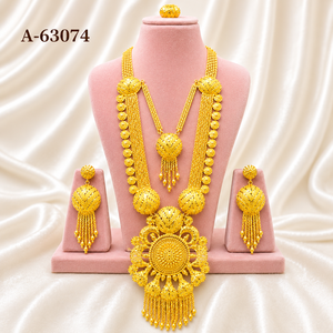 Conjunto de Collar y Pendientes Tradicionales de Lujo, Chapados en Oro y Plata, para Novia, Modelo A-63072 - Product Image 4