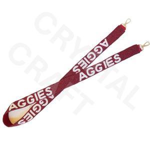 CRYSTAL CRAFT Red Vintage Eco-Friendly Beaded <b>Strap</b> with Custom Text Fashionable Trendy Handbag Accessory - Product Image 2