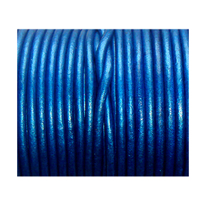 Cordons en cuir bleu, fil à perles rond pour la fabrication de bracelets et de colliers, 100% cuir véritable - Product Image 1