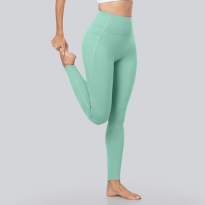 Custom Women's High Waist Mint Green Yoga <b>Leggings</b> Side Phone <b>Pocket</b> Compression Gym Fitness Running <b>Workout</b> Polyester/Spandex - Product Image 6