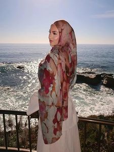 Floral Chiffon Hijab Digital <b>Print</b> Breathable Spring Summer <b>Islamic</b> Scarf Adult Women Headwear - Product Image 3