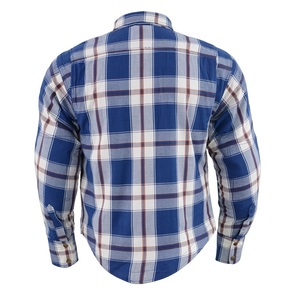 Chemise en flanelle à carreaux bleus et blancs pour hommes, chemise de travail classique à manches longues, à carreaux, avec deux poches poitrine, tenue de travail décontractée pour l'extérieur, style western - Product Image 3