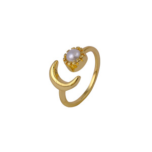 Anillo único de luna creciente de nácar - Anillo celestial bohemio chapado en oro hecho a mano - Regalo de joyería para aniversario o cumpleaños - Product Image 2
