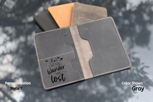 Porta Pasaportes Compacto de Cuero Genuino Ecológico Unisex, Cartera de Viaje Personalizada con Bloqueo RFID, Funda para Pasaporte, Carpeta para Boletos - Product Image 3