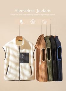 Gilet en polaire sherpa marron rouille pour femme, le plus vendu, avec poche poitrine zippée contrastante, col montant, style décontracté, OEM - Product Image 6
