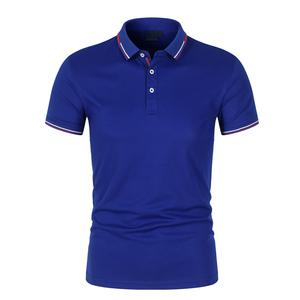 Men's <b>Blue</b> Pique <b>Polo</b> <b>Shirt</b> Short Sleeve Solid Color Button Down Casual Knitted Cotton Breathable Regular Fit - Product Image 1