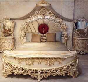 Clásico cama tamaño King con mesitas de noche italiano real dormitorio de muebles de madera tallada rey tamaño conjunto de muebles - Product Image 2