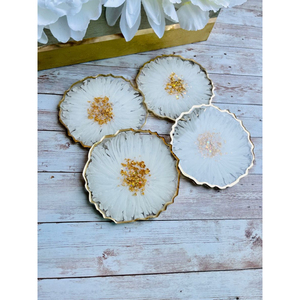 Customized Hexagon <b>Epoxy</b> <b>Resin</b> Coasters Glam Rose Gold & White Marble Drink Mats With Glitter Glass Shards For Home <b>Table</b> Decor - Product Image 5