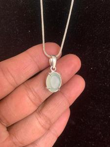 Collar de plata alemana con colgante de prehnita natural, colgante de alta calidad, joyería al por mayor para mujer, joyería hecha a mano - Product Image 3