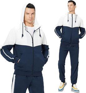 Wholesale Men Tracksuit Colorblock <b>Full</b> <b>Zip</b> <b>Hoodie</b> Jogger Pants Activewear Set OEM ODM Custom Athletic Sportswear - Product Image 5