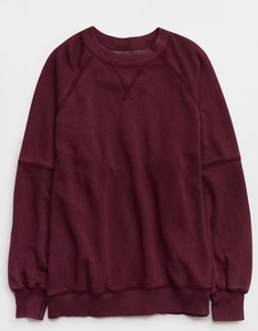 Ensemble sweat à capuche oversize en molleton de coton bordeaux avec poches, manches raglan, pull tricoté unisexe, motif à pois pour l'hiver - Product Image 4