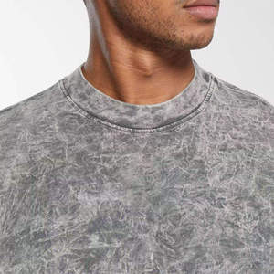 T-shirt Homme Délavé à l'Acide, Col Rond, 100% Coton, Grammage Lourd, Streetwear, Teint Uni, Respirant, Coupe Droite Décontractée, Faible MOQ, Vente en Gros - Product Image 6