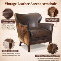 Fauteuil en cuir de luxe avec structure robuste, assise confortable et rembourrée, design élégant, parfait pour le salon ou la salle de séjour.