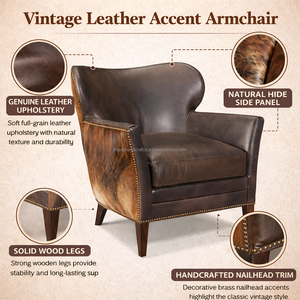 Sillón de Cuero de Lujo con Estructura Resistente, Asiento Acolchado Cómodo, Diseño Elegante, Perfecto para Sala de Estar o Salón - Product Image 3