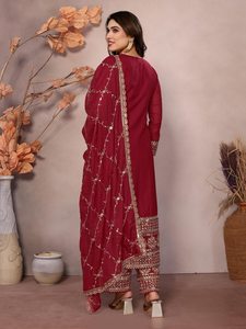 Stylish Breathable Pakistani Modest Dress in off White Color with Fork Style Chiffon Suit and Dupatta 74198 Ready to Wear - Product Image 3
