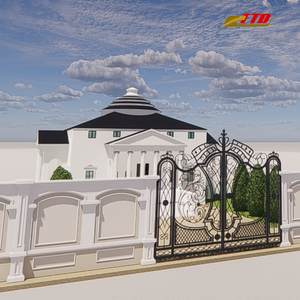 Portail en acier moderne avec motifs artistiques en fer forgé, hauteur de 2,13 m, doté de modélisation 3D pour l'amélioration de l'entrée de la maison - Product Image 3