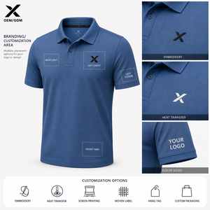เสื้อโปโลแขนสั้นลำลองสำหรับผู้ชาย X Sports City สีพื้น ผ้าโพลีเอสเตอร์ผสมไมโครไฟเบอร์ ระบายอากาศได้ดี ใส่ได้ทุกฤดู กำลังเป็นที่นิยม - Product Image 4