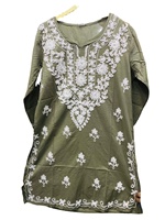 Haut court en coton brodé, taille naturelle, style Kurti indien, robe d'été, style bohème, tenue de plage décontractée
