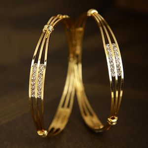 Elegant 14K Gold Plated Classic Crystal Rhinestone Bezel Setting Women's Bangle Set Jewelry <b>Gift</b> - Product Image 3