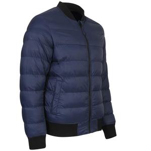 Wholesale Men's Blue Quilted Collared Puffer Bomber <b>Jacket</b> Sheep Fur Sportswear for Training and Jogging - Product Image 1