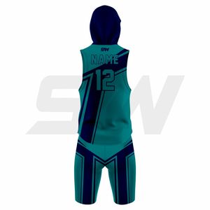 ชุดยูนิฟอร์มฟุตบอลแบบธง 7V7 แบบกำหนดเอง พร้อมชื่อทีมและหมายเลข เสื้อเจอร์ซีย์แบบมีฮู้ดกันน้ำ พิมพ์ลาย เสื้อเจอร์ซีย์แบบรัดรูป 7on7 - Product Image 2