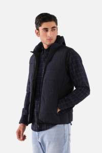 Gilet matelassé noir à capuche pour homme, fermeture éclair, vêtement d'extérieur décontracté d'hiver, coupe-vent sans manches - Product Image 5